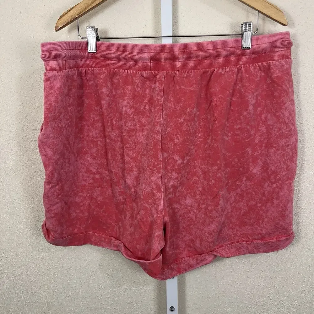 Torrid Active Mineral Wash Off Shoulder Sweatshirt Shorts Set Plus 2X Pink